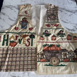 90s Fall Harvest Halloween Vest Ladies Handmade Scarecrows Pumpkins Teacher READ